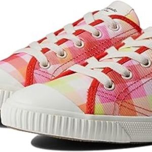 Kate Spade NEW Tennison Pink Madras Plaid Fashion Sneakers Shoes Lace-Up Sz 6